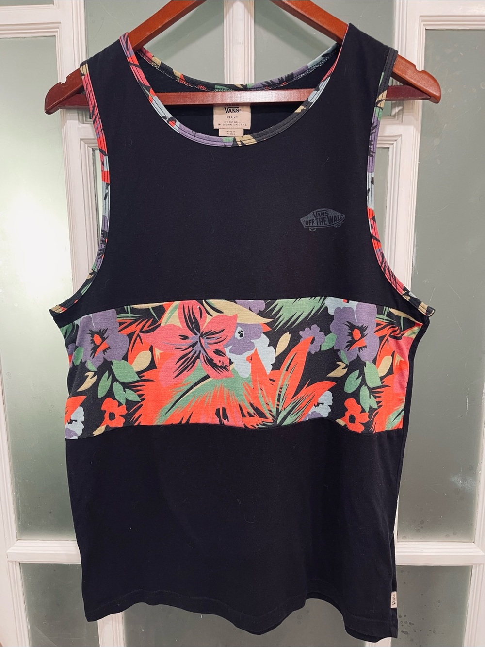 Vans Black Tank Top with Tropical Floral Band